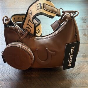 True Religion Tan Crossbody Bag with Coin Pouch